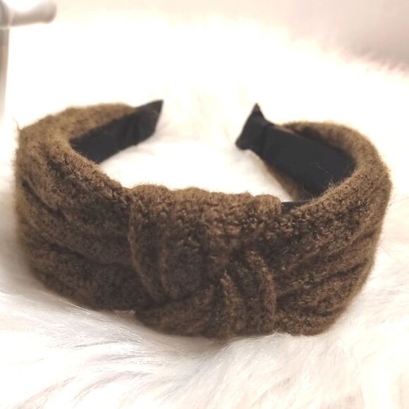 CABLE RIBBED SWEATER KNIT HEADBAND army green - Picture 4 of 6